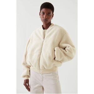 COS Off-White Teddy Sherpa Bomber Jacket